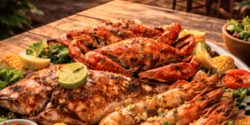 Deretan menu seafood unggulan dalam paket Wisata Kuliner Belawan yang menawarkan kesegaran ikan dan bumbu rempah tradisional.