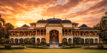 Ikon Wisata Sejarah Medan, Istana Maimun yang megah dengan dominasi warna kuning khas Kesultanan Deli.