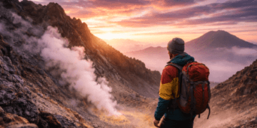 Aktivitas mendaki Gunung Sibayak saat subuh untuk menikmati pemandangan matahari terbit yang memukau di atas kawah.