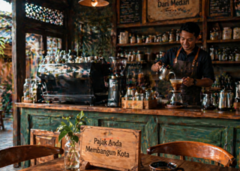 Suasana operasional usaha kuliner yang tertib administrasi sesuai aturan Pajak Restoran Medan.