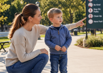 Kegiatan orang tua memberikan Edukasi Keselamatan Anak Dini guna meningkatkan kewaspadaan terhadap orang asing.