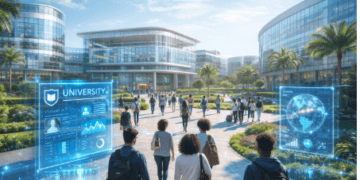 Visualisasi Universitas Unggul 2026 yang mengedepankan integrasi teknologi dan lingkungan belajar yang inovatif.