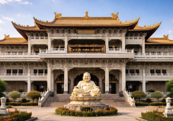 Kemegahan gedung utama Maha Vihara Maitreya yang terletak di kawasan Cemara Asri Medan.