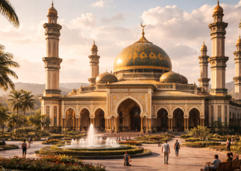 Keindahan arsitektur salah satu masjid yang menjadi pusat Wisata Religi Martubung Medan.