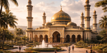 Keindahan arsitektur salah satu masjid yang menjadi pusat Wisata Religi Martubung Medan.