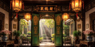 Bagian depan Tjong A Fie Mansion yang menampilkan arsitektur khas Tiongkok klasik di kawasan Kesawan.