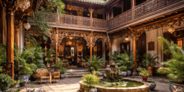 Arsitektur megah Wisata Tjong A Fie Mansion yang memadukan unsur Tionghoa, Melayu, dan Eropa secara harmonis.