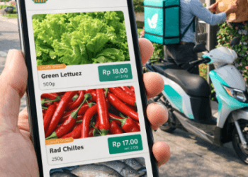 Tampilan aplikasi Pasar Tani Medan yang memudahkan warga untuk memesan bahan pangan segar hasil budidaya petani kota.