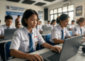 Suasana pelaksanaan Tes Kemampuan Akademik (TKA) SMP 2026 menggunakan perangkat digital di laboratorium komputer sekolah.