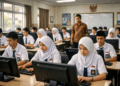 Siswa SMP sedang mengikuti Pelaksanaan TKA SMP dengan pengawasan ketat dari pihak sekolah.