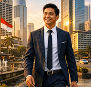 Ilustrasi seorang profesional muda yang sedang mengeksplorasi peluang karir setelah lulus magister jalur beasiswa pemerintah.