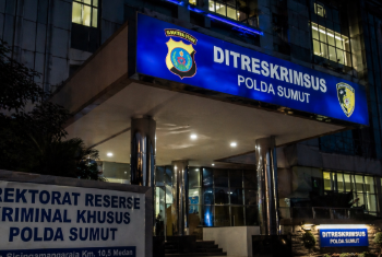 Gedung Ditreskrimsus tempat berlangsungnya Pemeriksaan Tipikor Polda Sumut terkait dugaan penyelewengan dana pembangunan pasar.