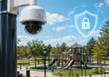 Pemasangan kamera pemantau sebagai bagian dari Sistem Keamanan Lingkungan Anak di area pemukiman padat penduduk.