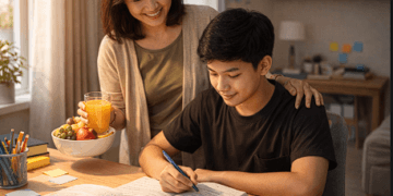 Bentuk nyata peran orang tua dalam mendukung anak melalui pemberian asupan nutrisi dan semangat saat belajar.