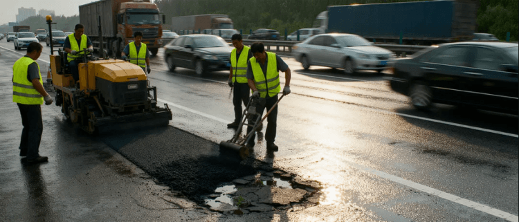 Petugas mulai melakukan Perbaikan Jalan Pantura Demak untuk memulihkan arus transportasi logistik di wilayah Jawa Tengah.
