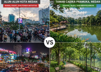 Suasana asri yang menjadi keunggulan utama Wisata Danau Martubung Medan dibanding taman lain.