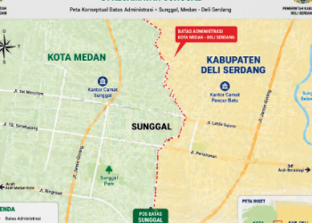 Peta administratif yang menunjukkan pembagian zona pada Wilayah Sunggal Medan.