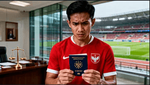 Ilustrasi pemain sepak bola menghadapi masalah administrasi paspor.