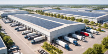 Aktivitas logistik yang padat di pusat Kawasan Industri Martubung Medan.