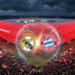 Suasana megah Stadion Allianz Arena yang siap menggelar laga sengit antara Bayern Munchen melawan Real Madrid.