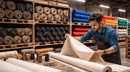 Pilihan material teknis seperti Cordura dan D300 di pusat bahan tas dan kanvas di Medan.