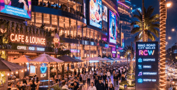 Gemerlap lampu malam di Pusat Gaya Hidup Milenial Medan yang menjadi titik kumpul favorit anak muda setiap akhir pekan.