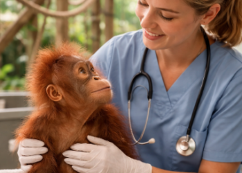 Aktivitas harian di pusat rehabilitasi orangutan dalam merawat individu yang akan dilepasliarkan.