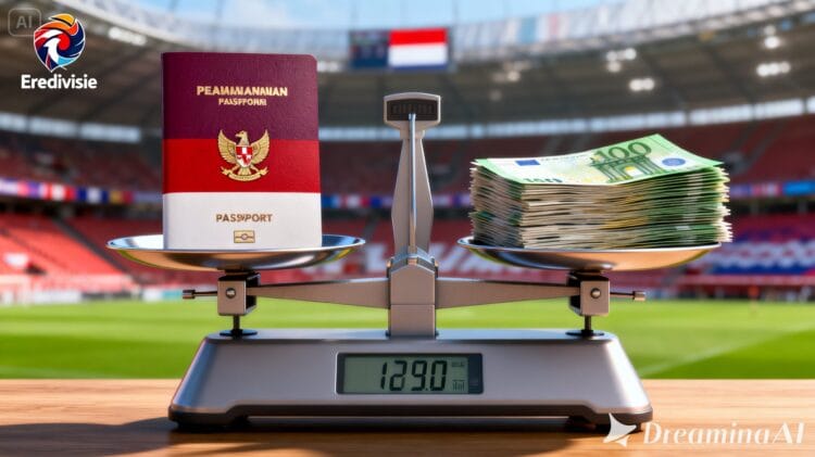 Infografis perbandingan status paspor dan beban gaji pemain di Liga Belanda.