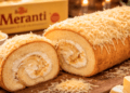 Kelezatan irisan Bolu Meranti Medan varian keju dengan tekstur bolu yang sangat lembut dan empuk.