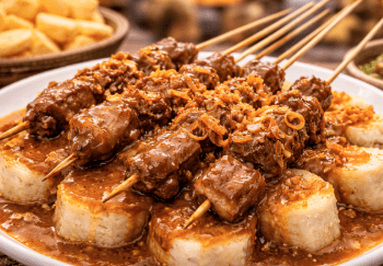 Kelezatan Sate Padang Medan Enak dengan kuah rempah kental dan daging sapi pilihan yang empuk.