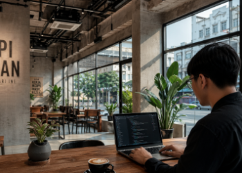 Suasana interior salah satu Kafe di Medan Buat Kerja yang memiliki fasilitas lengkap untuk para profesional.