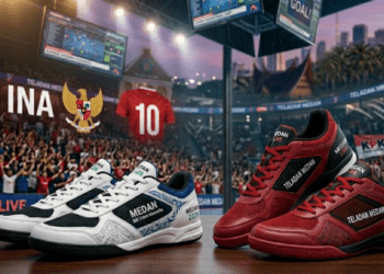 Koleksi sepatu futsal lokal berkualitas tinggi yang menjadi pilihan utama para pemain Timnas Futsal Indonesia di ajang internasional.