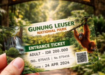 Informasi rincian biaya melihat orangutan di Medan termasuk tiket masuk kawasan taman nasional.