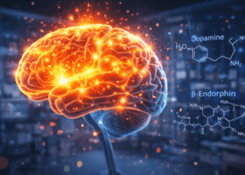 Penjelasan visual mengenai Sains di Balik Tertawa yang menggambarkan aktivitas saraf dan pelepasan hormon kebahagiaan di dalam otak manusia harian.