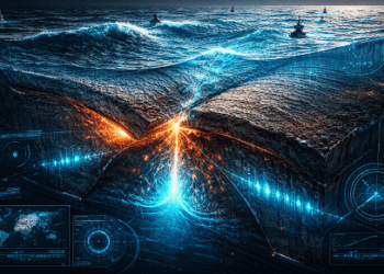 Diagram ilmiah pertemuan lempeng tektonik di bawah Laut Maluku yang memicu gempa.