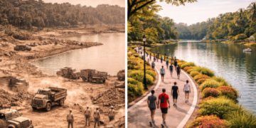 Dokumentasi visual yang menceritakan Sejarah Danau Martubung Medan dari masa ke masa.