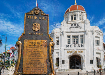 Letak geografis Titik Nol Kota Medan yang menjadi acuan jarak antar wilayah di seluruh Sumatera Utara.