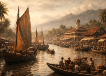 Visualisasi masa lalu yang menggambarkan bagian penting dari Sejarah Kota Martubung.