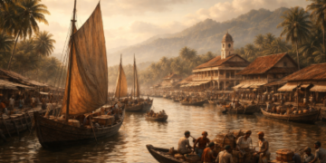 Visualisasi masa lalu yang menggambarkan bagian penting dari Sejarah Kota Martubung.