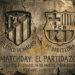 Poster desain retro yang menggambarkan sejarah rivalitas Atlético vs Barcelona sebagai salah satu duel paling klasik di kancah sepak bola Spanyol.