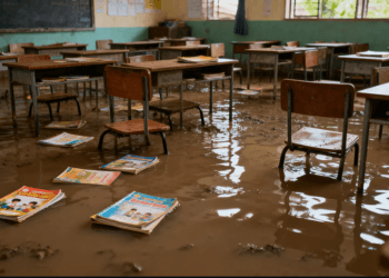 Ruang kelas yang rusak parah akibat fenomena Sekolah Banjir Demak 2026 di wilayah Kecamatan Guntur, Jawa Tengah