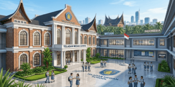 Gedung salah satu SMA terbaik di Medan yang memiliki fasilitas lengkap dan lingkungan belajar yang asri.