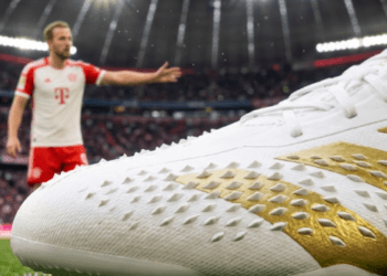 Detail teknologi grip pada sepatu Adidas Predator Harry Kane yang membantu akurasi tendangannya saat melawan Real Madrid.