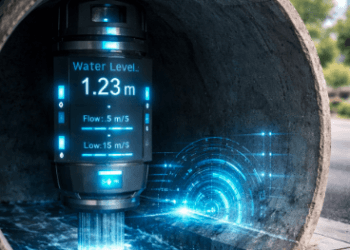 Instalasi sensor IoT pada Sistem Drainase Pintar Medan untuk pemantauan debit air secara otomatis.