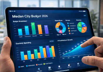 Visualisasi data pada Sistem E-Budgeting Medan yang menampilkan rincian alokasi dana pembangunan kota secara digital.