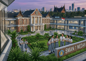 Suasana belajar yang kondusif di salah satu gedung SMA terbaik di Kota Medan.