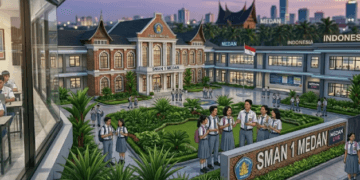 Suasana belajar yang kondusif di salah satu gedung SMA terbaik di Kota Medan.