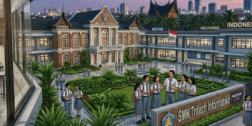 Siswa sedang mempraktikkan keahlian mereka di laboratorium komputer salah satu SMK terbaik di Medan.