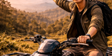 Wisatawan sedang mengabadikan momen di salah satu spot foto estetik di jalur ATV Berastagi.