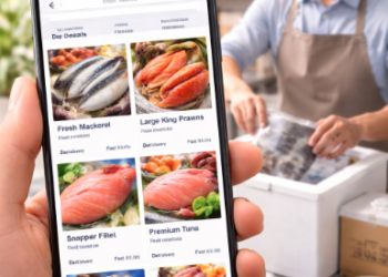 Penerapan aplikasi pemasaran ikan digital Medan untuk mempermudah transaksi antara nelayan dan konsumen.